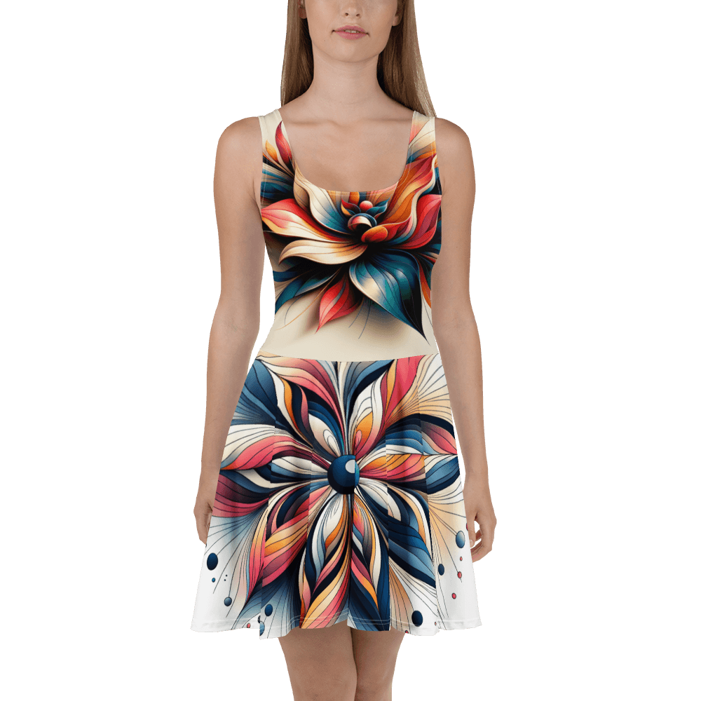 Abstract flowers skater dress preview front view