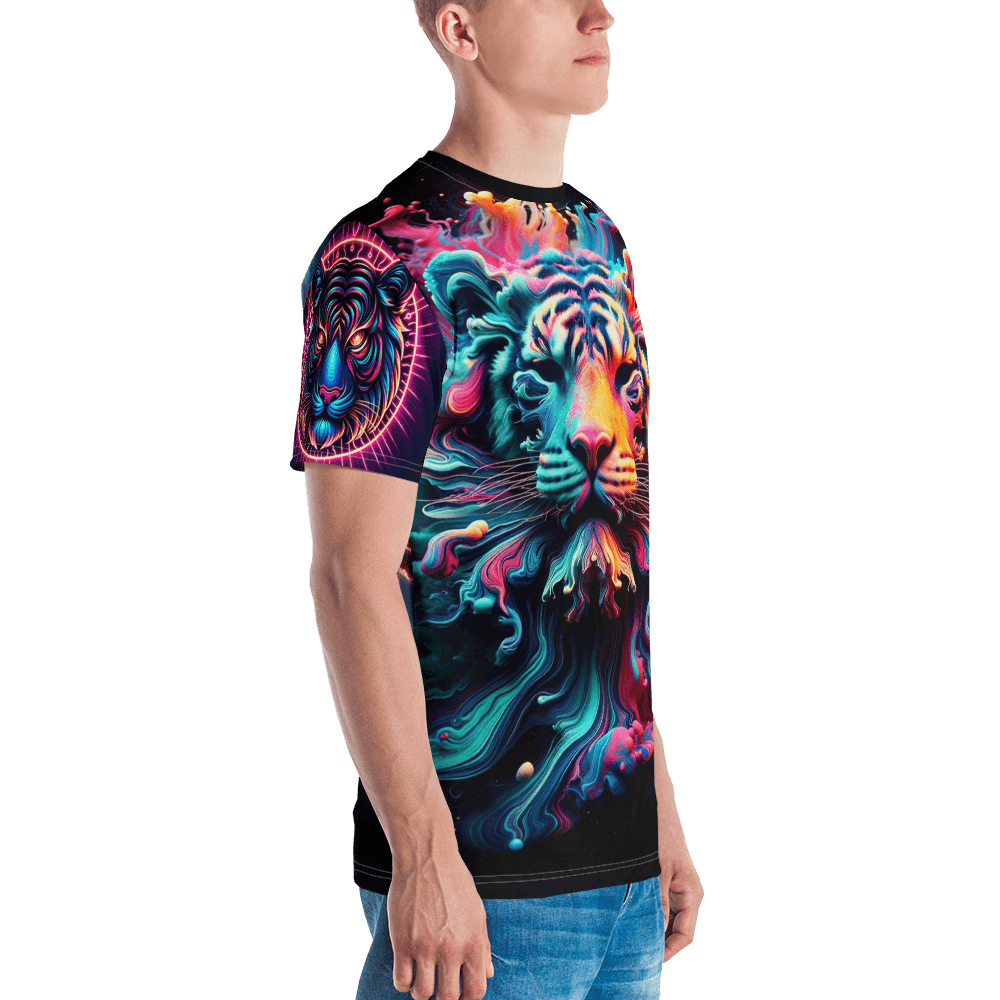 Tiger video men's crew neck t-shirt preview right view