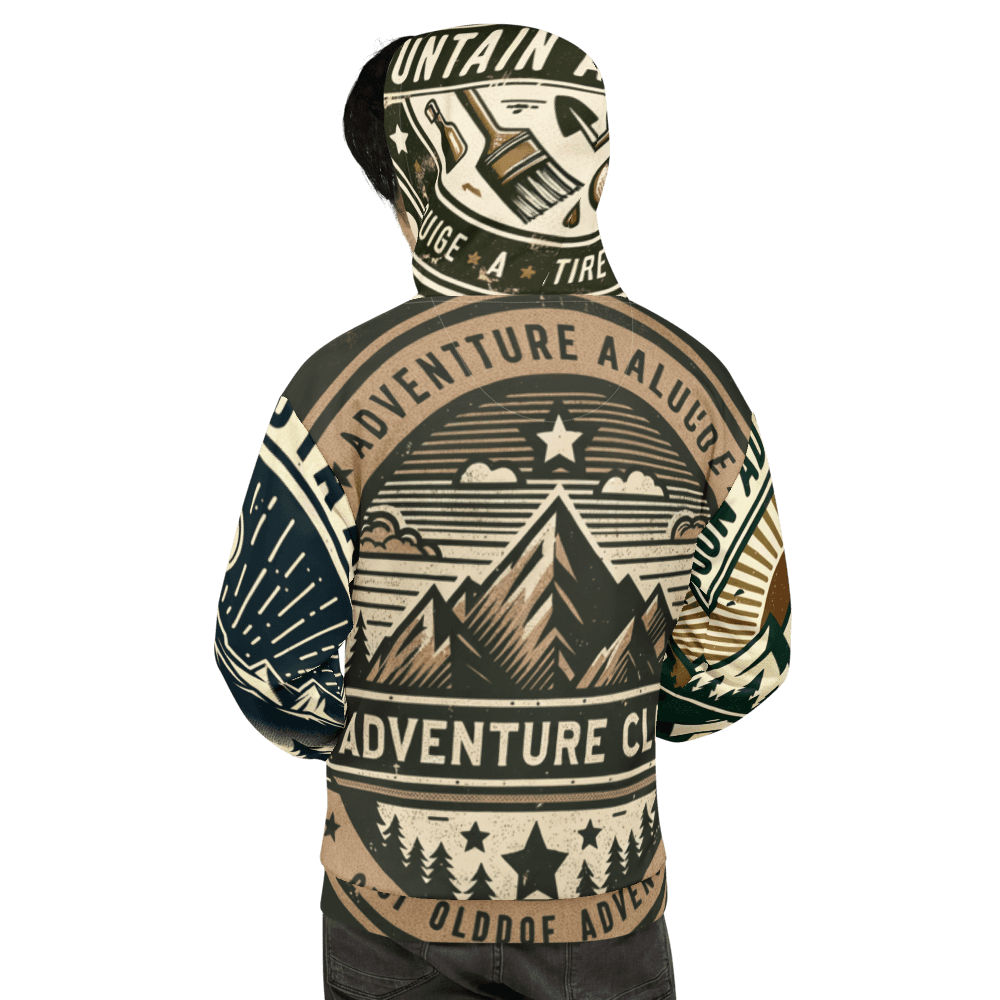 Vintage mountain adventure club hoodie preview back view